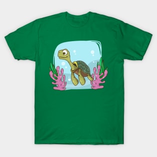 Hand Drawn Sea Turtle Cartoon T-Shirt